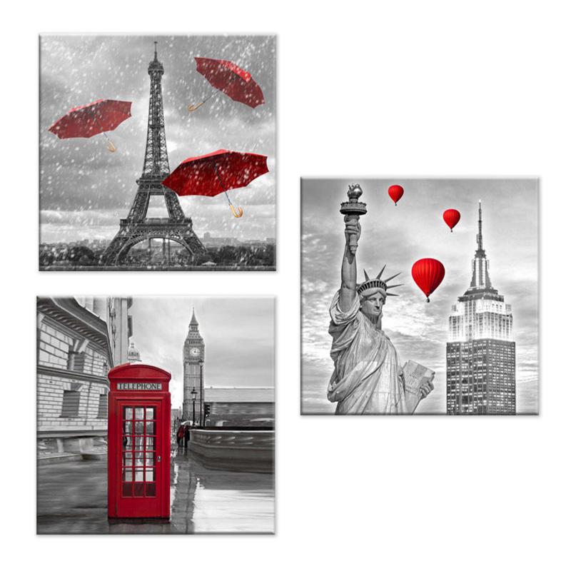 Set 3 pezzi Quadri su tela tema citta' Canvas Day 38x38 cm CITY RED del brand Lupia, categoria: Arredo e decorazioni > Quadri e Tele > Quadri su tela, disponibile su Vorreishop.