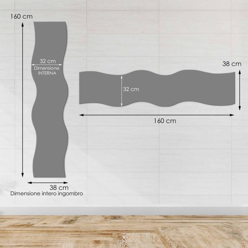Specchio da parete ONDA a filo lucido  - 38x160 cm del brand Lupia, categoria: Complementi d'arredo > Specchi e specchiere > Specchi da parete.