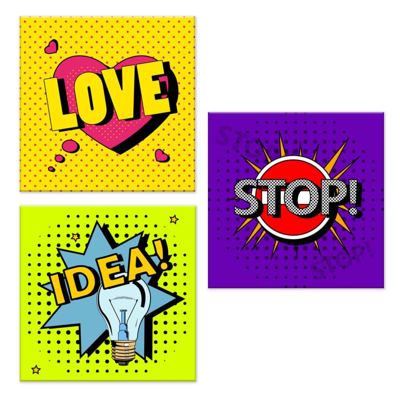 Set 3 pezzi Quadri su tela popular art Canvas Day 38x38 cm POP del brand Lupia, categoria: Arredo e decorazioni > Quadri e Tele > Quadri su tela, disponibile su Vorreishop.