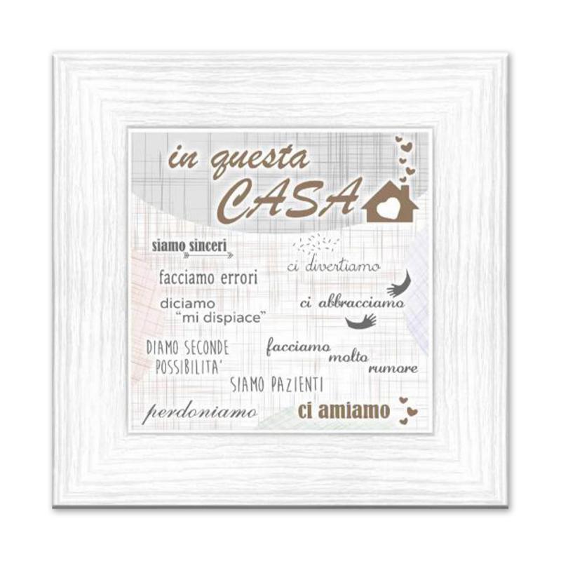 Quadro Moderno con mattonella Ceramica stampata, cornice shabby Boston 30x30 cm IN QUESTA CASA - cornice Boston White del brand Lupia, categoria: Arredo e decorazioni > Quadri e Tele > Quadri su ceramica, disponibile su Vorreishop.