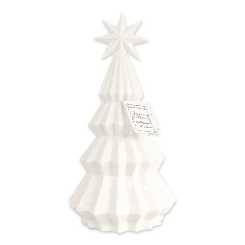 Statuetta Albero di Natale con Stella decorazione natalizia in Ceramica Bianca con luce Led - Piccolo Altezza 21,5 cm del brand Giardini di Marzo, categoria: Idee regalo e bomboniere > Oggettistica > Statuette Ceramica, disponibile su Vorreishop.