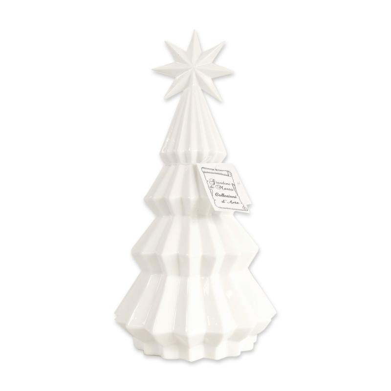 Statuetta Albero di Natale con Stella decorazione natalizia in Ceramica Bianca con luce Led - Medio Altezza 26 cm del brand Giardini di Marzo, categoria: Idee regalo e bomboniere > Oggettistica > Statuette Ceramica, disponibile su Vorreishop.
