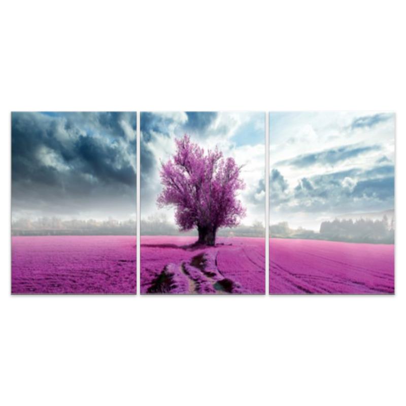 Quadro moderno 3 Pezzi in Legno tema naturale THREE 45x95 cm ALBERO SOLITARIO VIOLET           del brand Lupia, categoria: Arredo e decorazioni > Quadri e Tele > Quadri a pannelli, disponibile su Vorreishop.