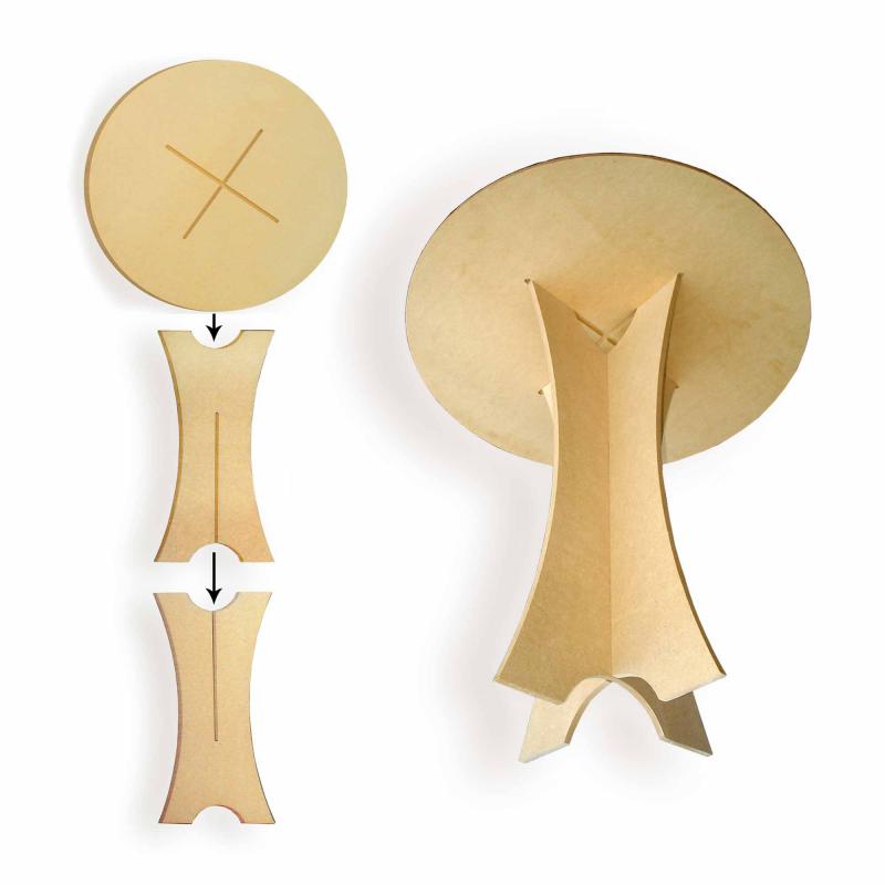 Tavolino multiuso rotondo con TOP Circolare grezzo e Piedi Sagomati in Legno ecologico - TOP Circolare diam. 60 cm e Piedi alt. 70 cm del brand Lupia, categoria: Bricolage e fai da te > Belle arti > Oggetti da decorare.