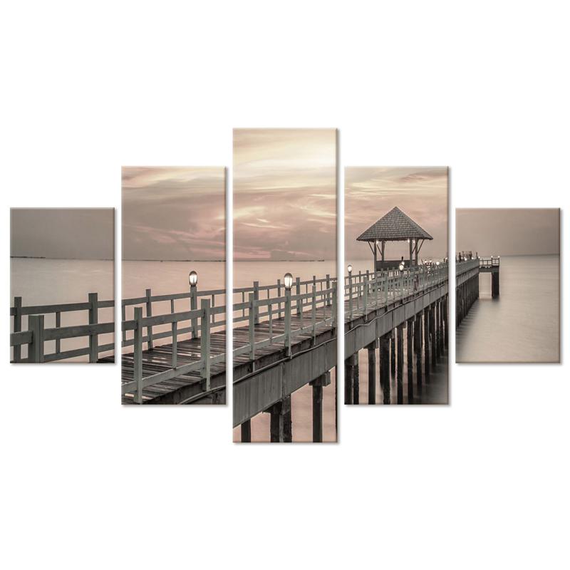 Quadro Moderno 5 pezzi in legno VOGUE 83X145 cm MOLO AL TRAMONTO del brand Lupia, categoria: Arredo e decorazioni > Quadri e Tele > Quadri a pannelli, disponibile su Vorreishop.