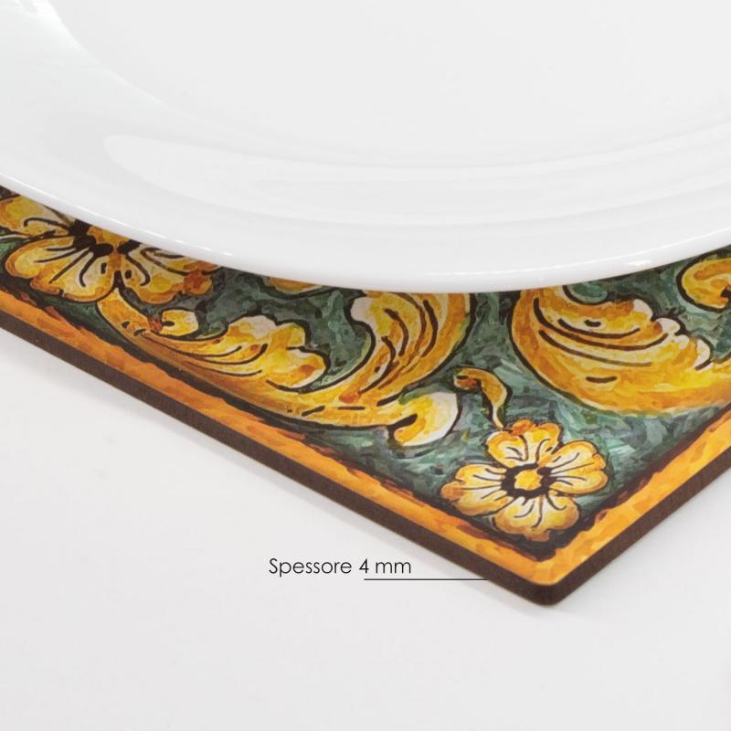 Sottotutto decorato in Legno QUADRATO Sotto bicchiere, piatto, pentola LIMONI DI SICILIA - 20x20 cm Set 2 pz del brand Lupia, categoria: Idee regalo e bomboniere > Bomboniere > Bomboniere Segnaposto.