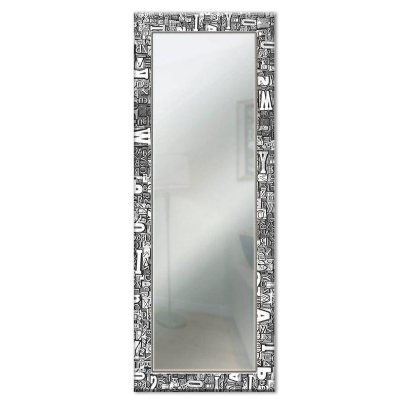 Specchio da parete lungo Moderno LETTERS 44x127 cm con cornice stampata - Letters  Grey del brand Lupia, categoria: Complementi d'arredo > Specchi e specchiere > Specchi da parete, disponibile su Vorreishop.