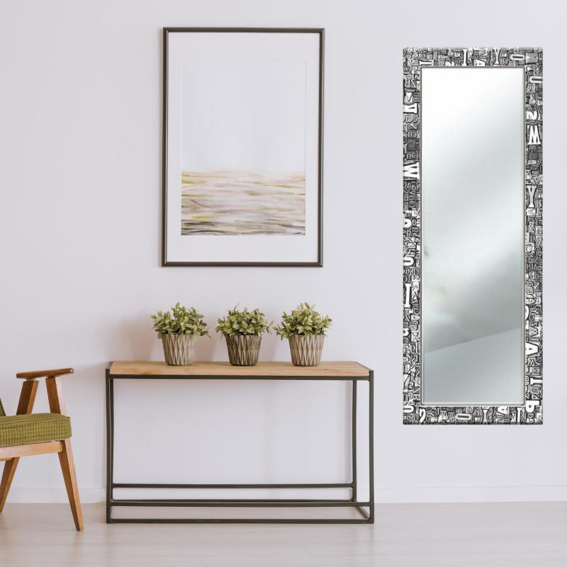 Specchio da parete lungo Moderno LETTERS 44x127 cm con cornice stampata - Letters  Grey del brand Lupia, categoria: Complementi d'arredo > Specchi e specchiere > Specchi da parete.