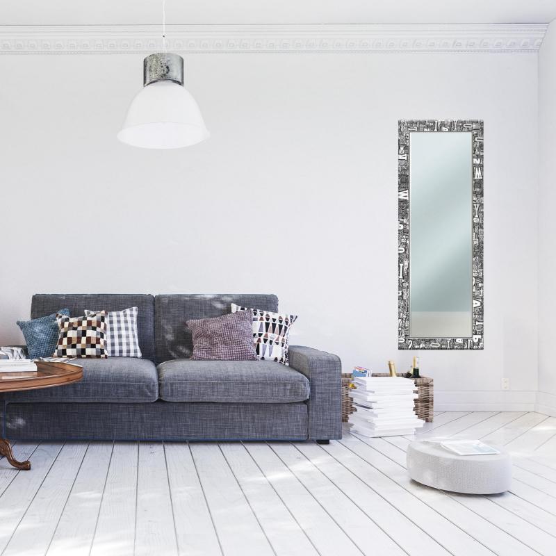 Specchio da parete lungo Moderno LETTERS 44x127 cm con cornice stampata - Letters  Grey del brand Lupia, categoria: Complementi d'arredo > Specchi e specchiere > Specchi da parete.