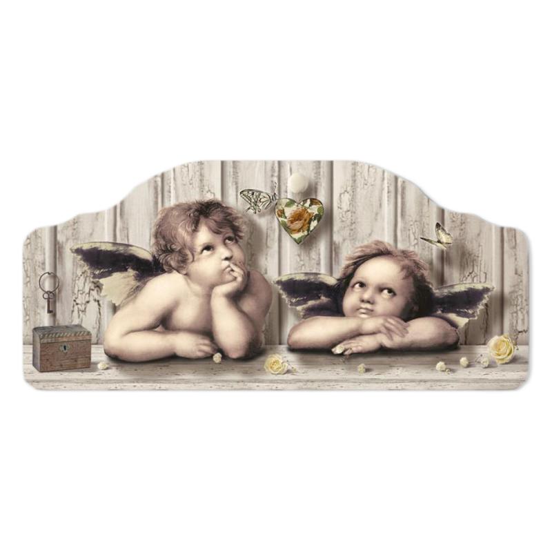 Quadro moderno Capezzale sacro angels 42x92 cm CUPIDS BROWN su tavola lavorata del brand Lupia, categoria: Arredo e decorazioni > Decorazioni da parete > Capezzali, disponibile su Vorreishop.
