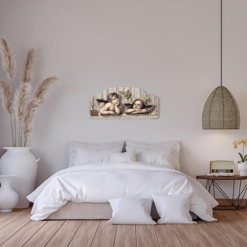 Quadro moderno Capezzale sacro angels 42x92 cm CUPIDS BROWN su tavola lavorata del brand Lupia, categoria: Arredo e decorazioni > Decorazioni da parete > Capezzali.
