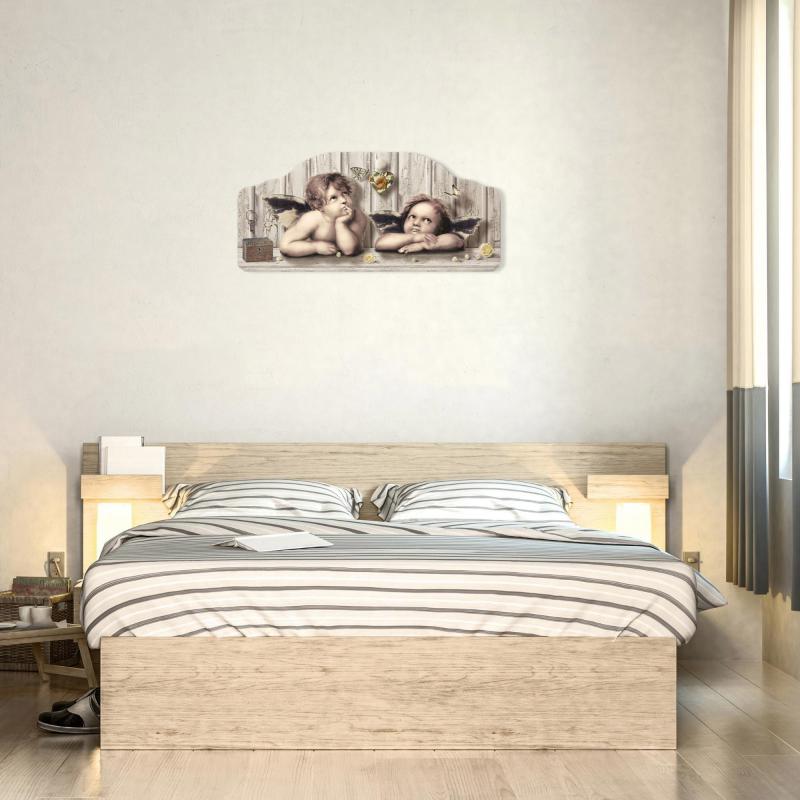 Quadro moderno Capezzale sacro angels 42x92 cm CUPIDS BROWN su tavola lavorata del brand Lupia, categoria: Arredo e decorazioni > Decorazioni da parete > Capezzali.