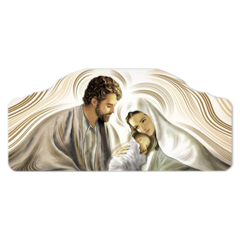 Quadro moderno Capezzale sacra famiglia 42x92 cm NATIVITY BROWN su tavola lavorata del brand Lupia, categoria: Arredo e decorazioni > Decorazioni da parete > Capezzali, disponibile su Vorreishop.