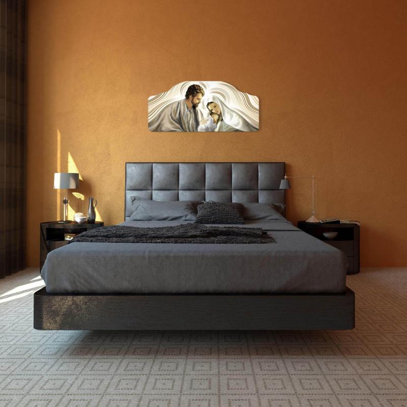 Quadro moderno Capezzale sacra famiglia 42x92 cm NATIVITY BROWN su tavola lavorata del brand Lupia, categoria: Arredo e decorazioni > Decorazioni da parete > Capezzali.