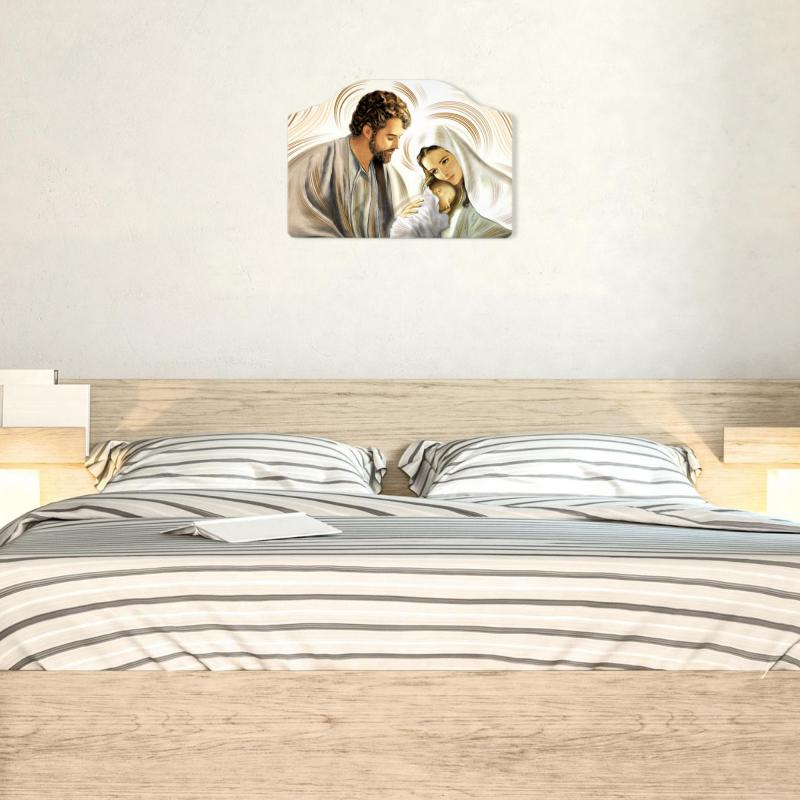 Quadro moderno Capezzale sacra famiglia 46x65 cm NATIVITY BROWN su tavola lavorata del brand Lupia, categoria: Arredo e decorazioni > Decorazioni da parete > Capezzali.