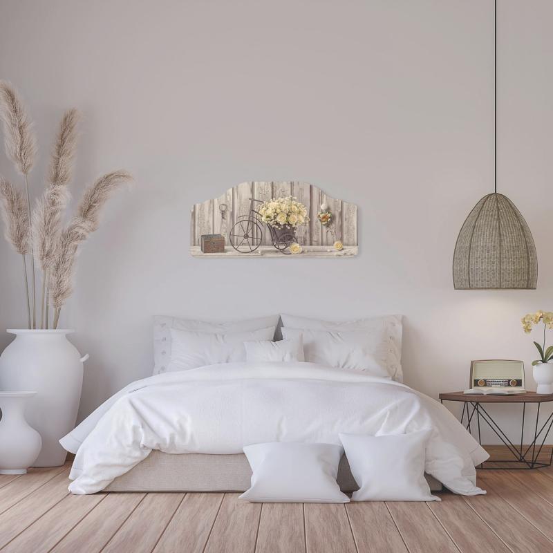 Quadro moderno Capezzale tema Natura 42x92 cm YELLOW ROSES su tavola lavorata del brand Lupia, categoria: Arredo e decorazioni > Decorazioni da parete > Capezzali.