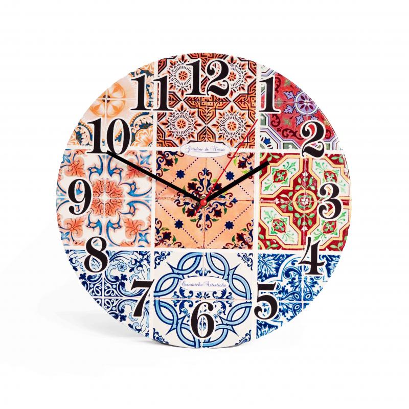Orologio da parete moderno o da appoggio design TILES Maiolica in Ceramica Ã˜ 30 cm del brand Giardini di Marzo, categoria: Complementi d'arredo > Orologi > Orologi da parete, disponibile su Vorreishop.