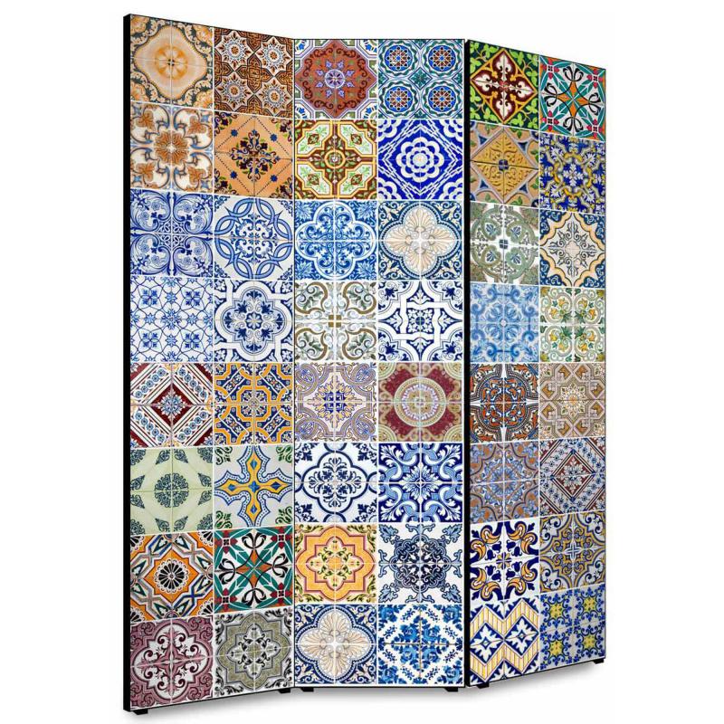 Separe' per interni, Divisorio 135,6 x H 176 x P 3,1 cm AZULEJOS COLOR paravento 3 Ante in legno con Tele stampate fronte retro Soggetto unico del brand Lupia, categoria: Complementi d'arredo > Paraventi e separÃ¨ > Paraventi decorativi bifacciali, disponibile su Vorreishop.