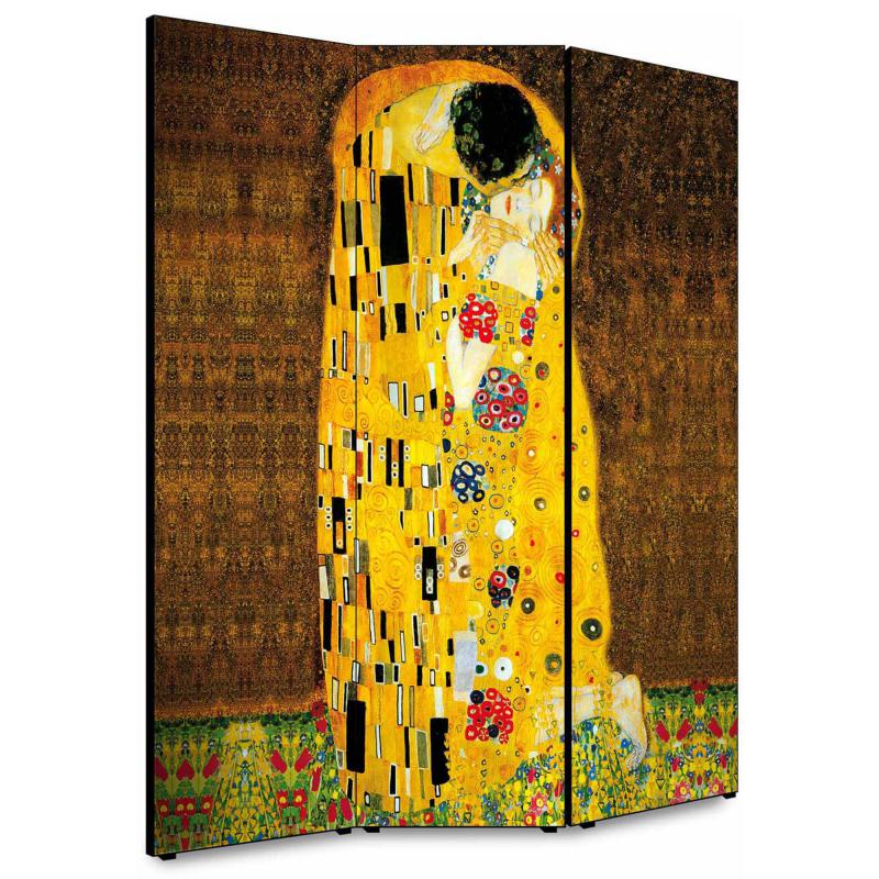 Separe' per interni, Divisorio 135,6 x H 176 x P 3,1 cm IL BACIO DI KLIMT paravento 3 Ante in legno con Tele stampate fronte retro Soggetto unico del brand Lupia, categoria: Complementi d'arredo > Paraventi e separÃ¨ > Paraventi decorativi bifacciali, disponibile su Vorreishop.