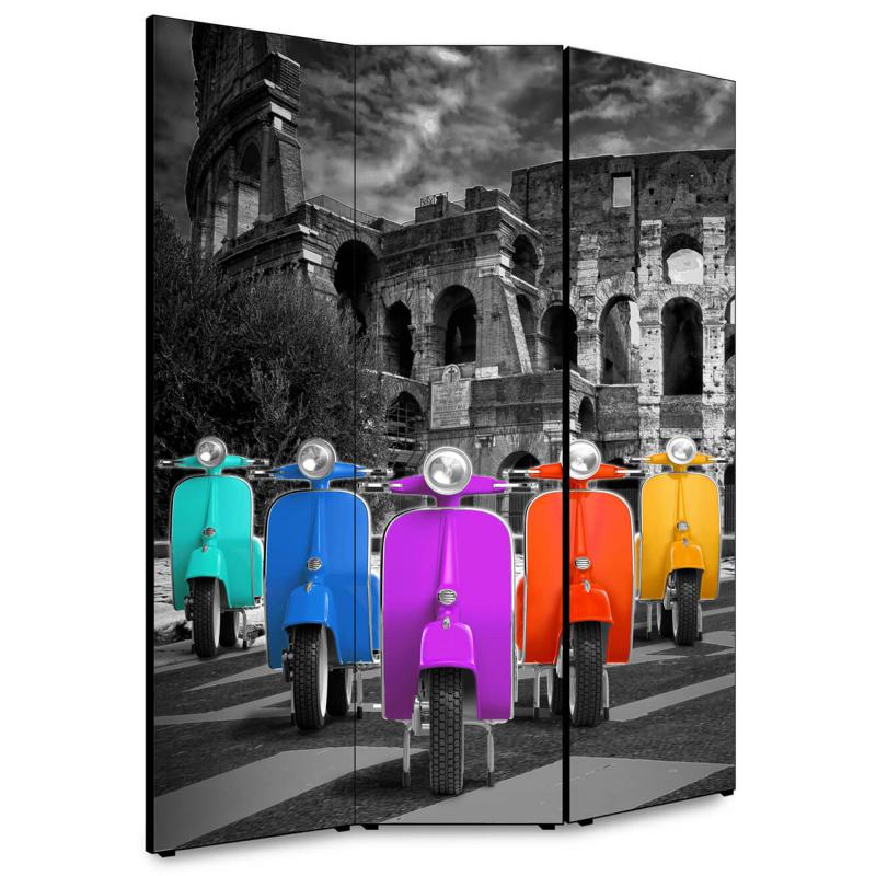 Separe' per interni, Divisorio 135,6 x H 176 x P 3,1 cm COLOSSEO CON VESPE paravento 3 Ante in legno con Tele stampate fronte retro Soggetto unico del brand Lupia, categoria: Complementi d'arredo > Paraventi e separÃ¨ > Paraventi decorativi bifacciali, disponibile su Vorreishop.