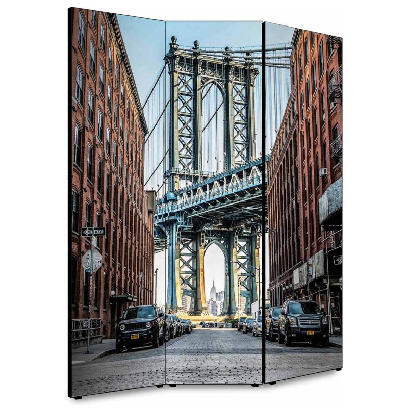 Separe' per interni, Divisorio 135,6 x H 176 x P 3,1 cm MANHATTAN BRIDGE CARS paravento 3 Ante in legno con Tele stampate fronte retro Soggetto unico del brand Lupia, categoria: Complementi d'arredo > Paraventi e separÃ¨ > Paraventi decorativi bifacciali, disponibile su Vorreishop.