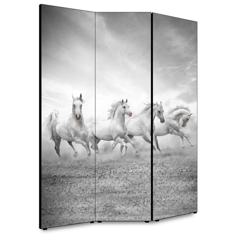 Separe' per interni, Divisorio 135,6 x H 176 x P 3,1 cm FOUR HORSES paravento 3 Ante in legno con Tele stampate fronte retro Soggetto unico del brand Lupia, categoria: Complementi d'arredo > Paraventi e separÃ¨ > Paraventi decorativi bifacciali, disponibile su Vorreishop.