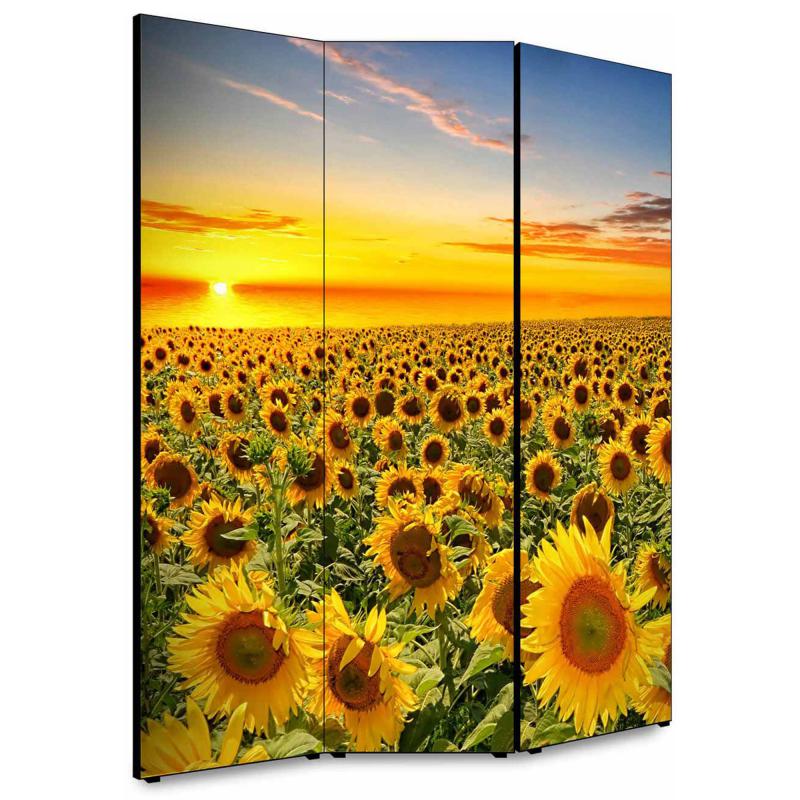 Separe' per interni, Divisorio 135,6 x H 176 x P 3,1 cm GIRASOLI AL TRAMONTO paravento 3 Ante in legno con Tele stampate fronte retro Soggetto unico del brand Lupia, categoria: Complementi d'arredo > Paraventi e separÃ¨ > Paraventi decorativi bifacciali, disponibile su Vorreishop.