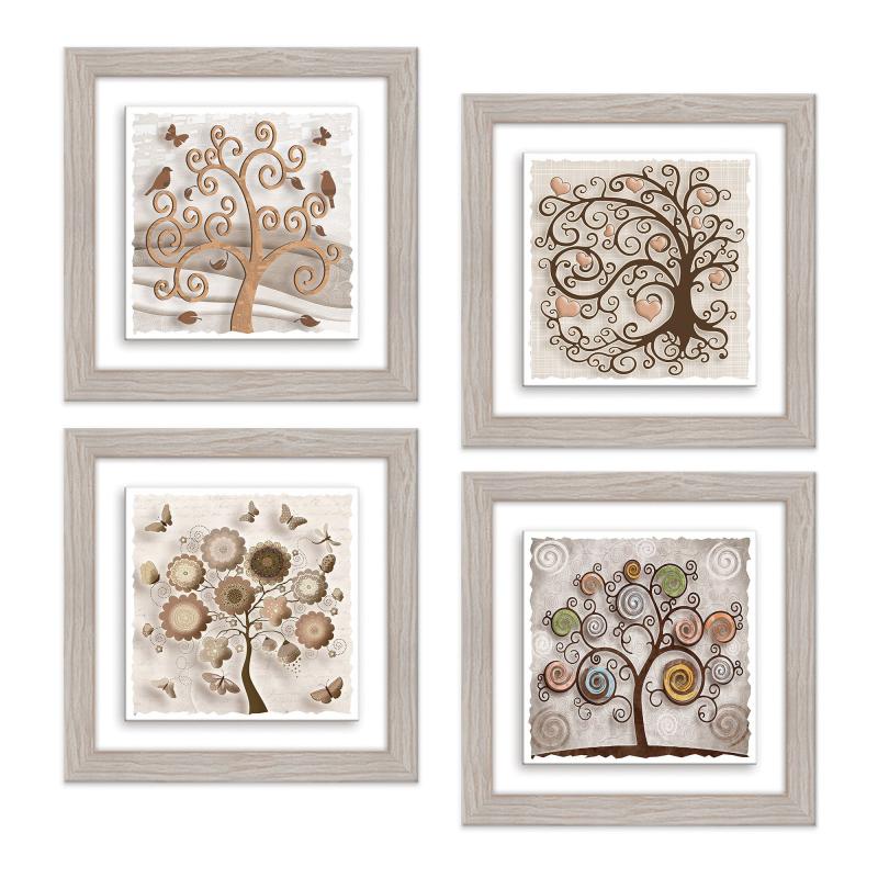 Set 4 QUADRI Albero della vita su CERAMICA cornice Shabby MODERN Beige TREE - 18x18 cm del brand Lupia, categoria: Collezioni > TREE stile Albero della Vita > TREE stile Albero della Vita, disponibile su Vorreishop.