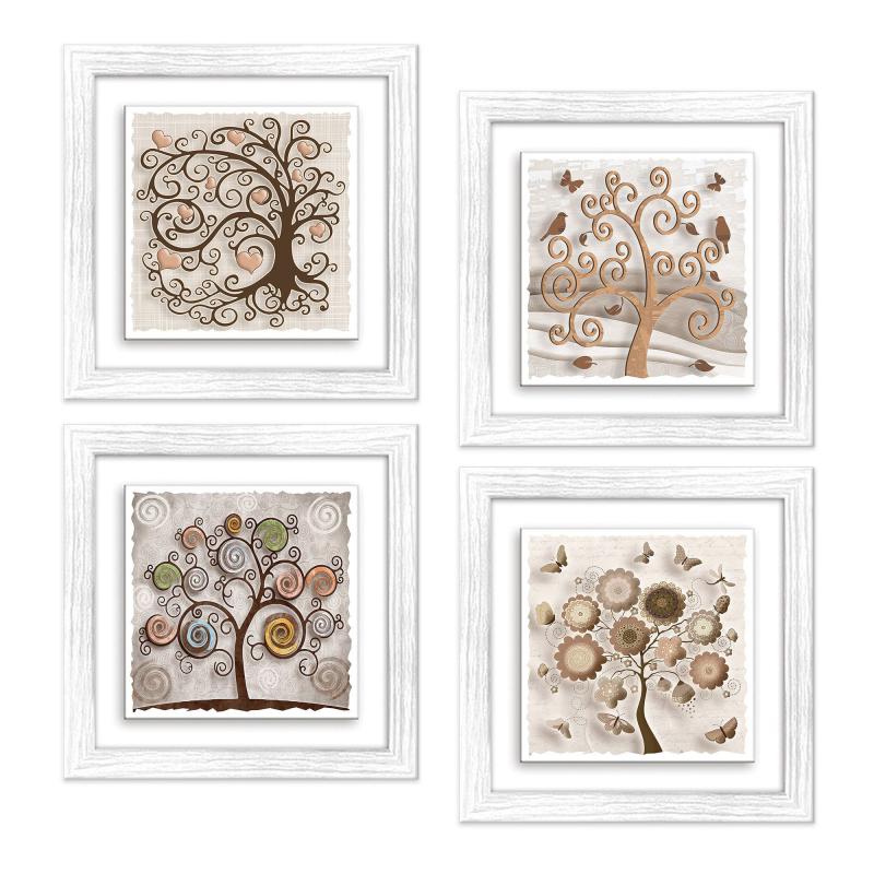 Set 4 QUADRI Albero della vita su CERAMICA cornice Shabby MODERN White TREE - 18x18 cm del brand Lupia, categoria: Arredo e decorazioni > Quadri e Tele > Quadri su ceramica, disponibile su Vorreishop.