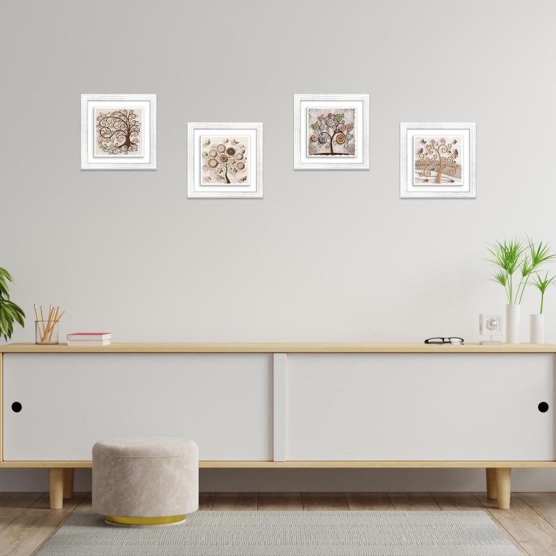 Set 4 QUADRI Albero della vita su CERAMICA cornice Shabby MODERN White TREE - 29x29 cm del brand Lupia, categoria: Arredo e decorazioni > Quadri e Tele > Quadri su ceramica.
