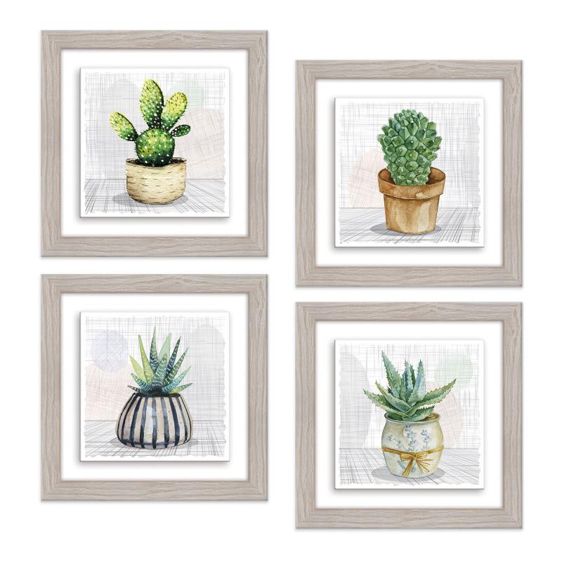 Set 4 QUADRI su CERAMICA cornice Shabby MODERN Beige BOTANY SHABBY - 18x18 cm del brand Lupia, categoria: Arredo e decorazioni > Quadri e Tele > Quadri su ceramica, disponibile su Vorreishop.