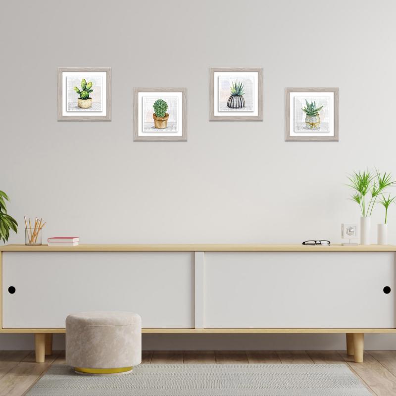 Set 4 QUADRI su CERAMICA cornice Shabby MODERN Beige BOTANY SHABBY - 29x29 cm del brand Lupia, categoria: Arredo e decorazioni > Quadri e Tele > Quadri su ceramica.