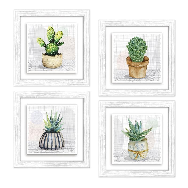 Set 4 QUADRI su CERAMICA cornice Shabby MODERN White BOTANY SHABBY - 18x18 cm del brand Lupia, categoria: Arredo e decorazioni > Quadri e Tele > Quadri su ceramica, disponibile su Vorreishop.