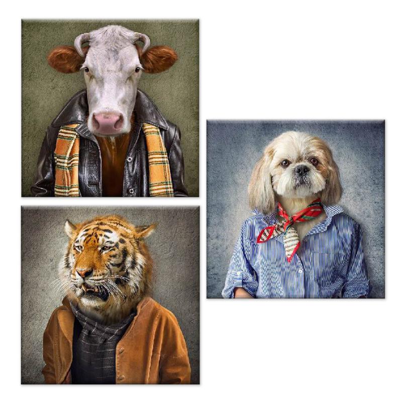 Set 3 pezzi Quadri su tela Canvas Day 38x38 cm SURREAL ANIMALS del brand Lupia, categoria: Arredo e decorazioni > Quadri e Tele > Quadri su tela, disponibile su Vorreishop.