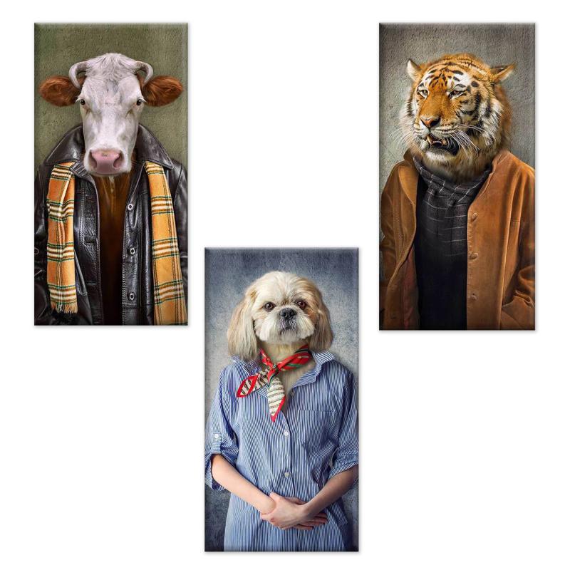 Set 3 pezzi Quadri su tela Canvas Day 38x75 cm SURREAL ANIMALS del brand Lupia, categoria: Arredo e decorazioni > Quadri e Tele > Quadri su tela, disponibile su Vorreishop.