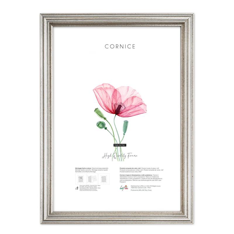 Cornice portafoto da parete argento SILVER, per foto, stampe artistiche, poster, quadri moderni - 50x70 cm del brand Lupia, categoria: Arredo e decorazioni > Cornici e Portafoto > Cornici portafoto da parete, disponibile su Vorreishop.
