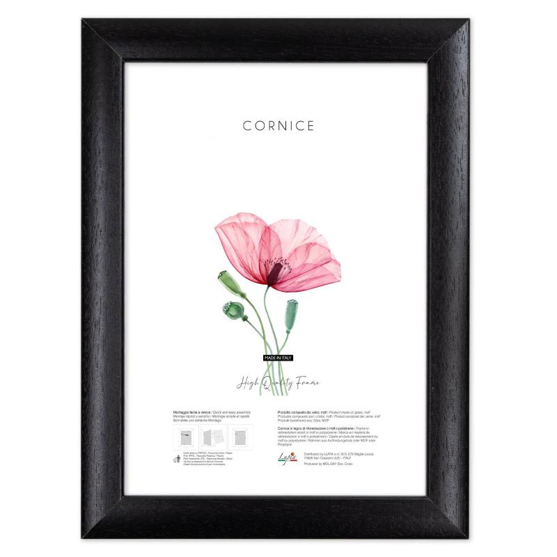 Cornice portafoto in legno da parete RAINBOW Black, per foto, stampe artistiche, poster, quadri moderni - 70x100 cm del brand Lupia, categoria: Arredo e decorazioni > Cornici e Portafoto > Cornici portafoto da parete, disponibile su Vorreishop.