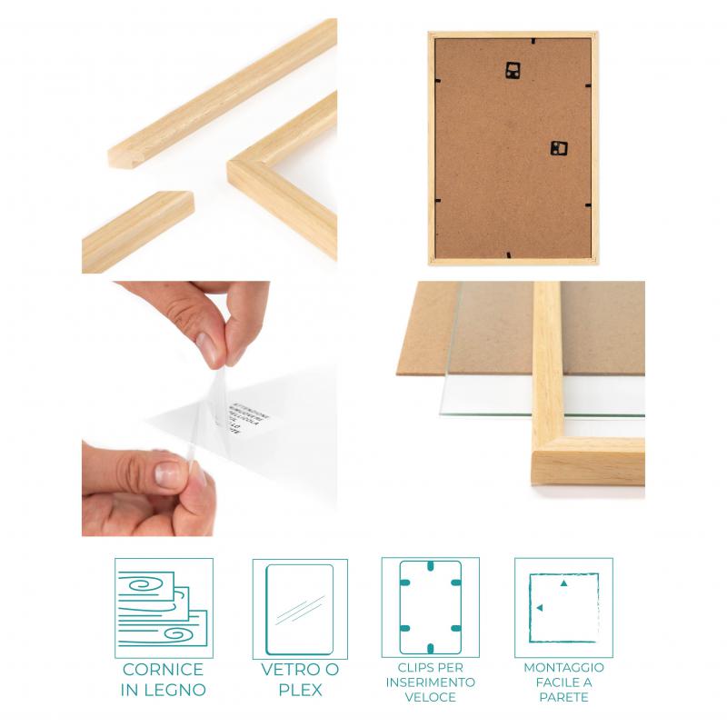 Cornice portafoto in legno da parete OPTICAL, per foto, stampe artistiche, poster, quadri moderni - 35x50 cm Legno naturale del brand Lupia, categoria: Arredo e decorazioni > Cornici e Portafoto > Cornici portafoto da parete.
