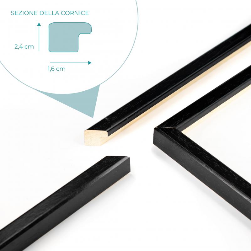 Cornice foto legno KRONOS Nera, per stampe, pergamene diplomi, poster, quadri moderni - 70x100 cm PLEX del brand Lupia, categoria: Arredo e decorazioni > Cornici e Portafoto > Cornici portafoto da parete.
