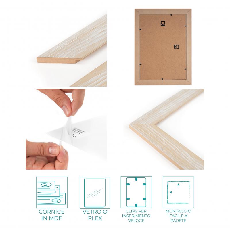 Cornice foto legno da parete shabby BOSTON BEIGE, per stampe, pergamene diplomi, poster, quadri moderni - 50x70 cm del brand Lupia, categoria: Arredo e decorazioni > Cornici e Portafoto > Cornici portafoto da parete.
