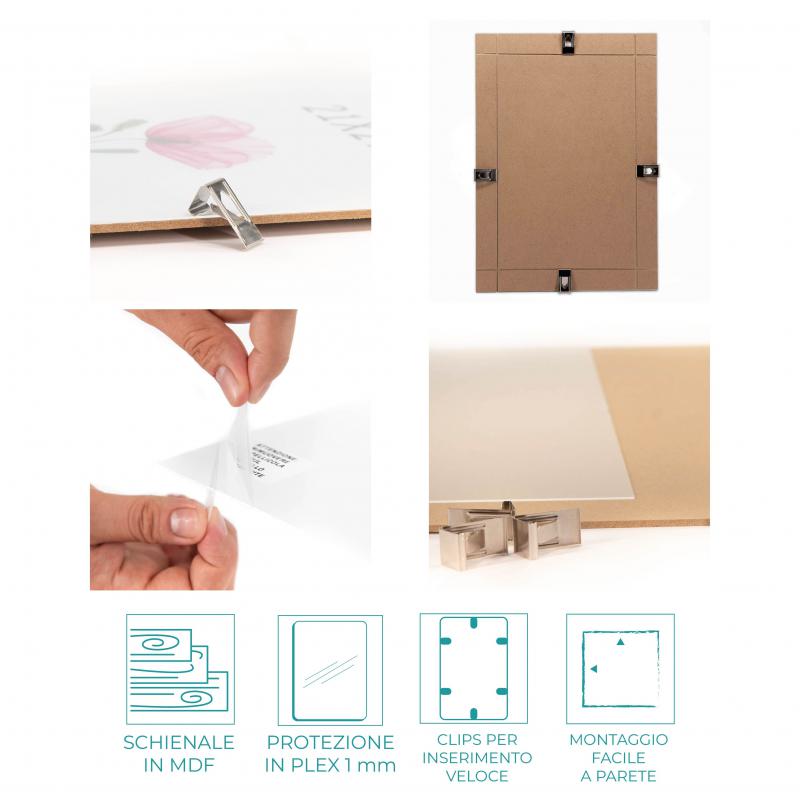 Cornice a Giorno APPLY con pannello frontale in Crilex per foto, documenti, pergamene, diplomi, stampe artistiche, poster, quadri moderni - 24x30 cm del brand Lupia, categoria: Arredo e decorazioni > Cornici e Portafoto > Cornici portafoto da parete.