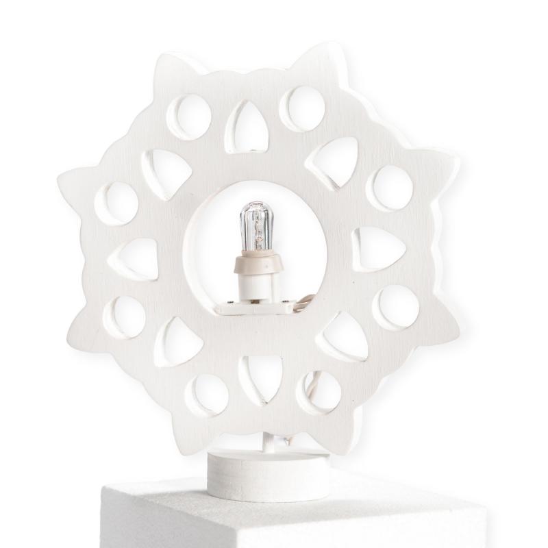 Lampada da tavolo in legno ROSONE SALENTINO 21x21 cm LUMINARIA d'arredo pugliese - Lampadina Bianco Freddo del brand Lupia, categoria: Artigianato salentino > Luminarie Salentine > Luminaria, disponibile su Vorreishop.