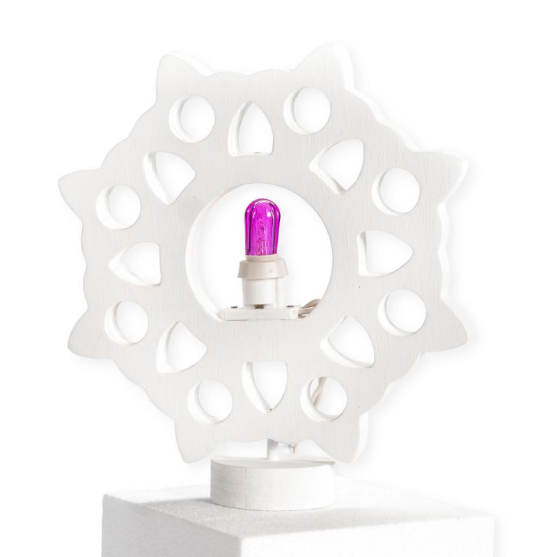 Lampada da tavolo in legno ROSONE SALENTINO 21x21 cm LUMINARIA d'arredo pugliese - Lampadina Fucsia del brand Lupia, categoria: Artigianato salentino > Luminarie Salentine > Luminaria, disponibile su Vorreishop.