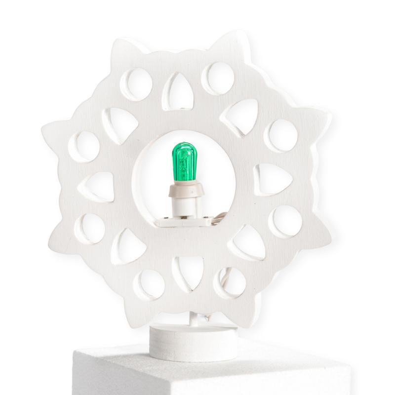 Lampada da tavolo in legno ROSONE SALENTINO 21x21 cm LUMINARIA d'arredo pugliese - Lampadina Verde del brand Lupia, categoria: Artigianato salentino > Luminarie Salentine > Luminaria, disponibile su Vorreishop.