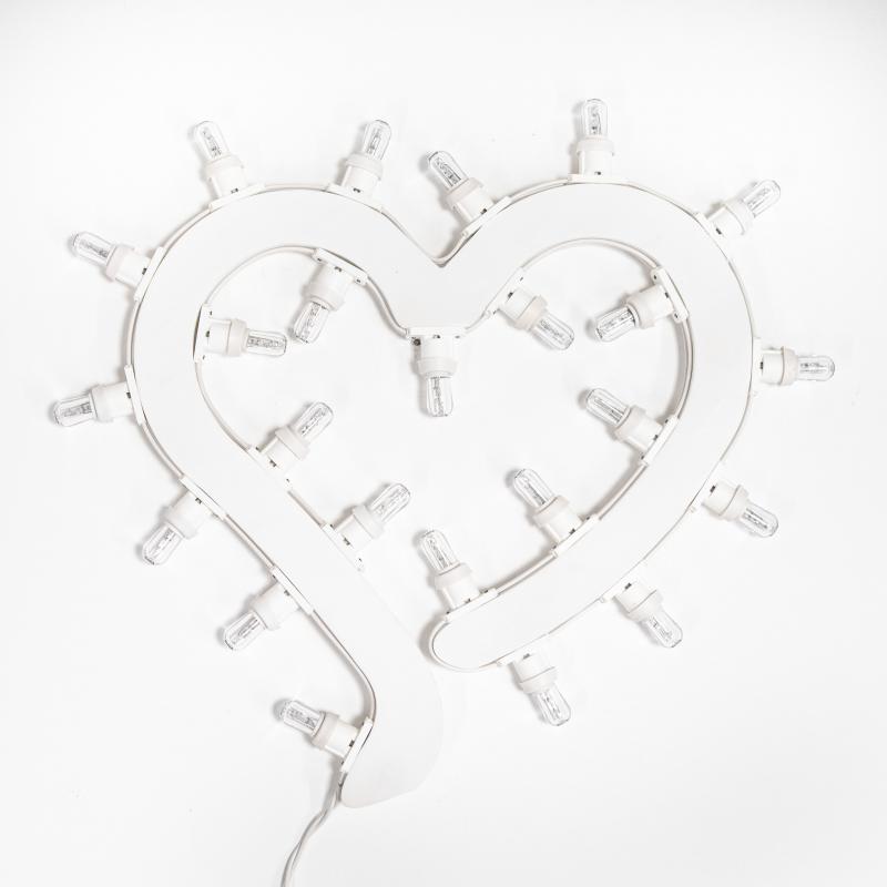 Lampada da Parete in Legno CUORE Grande 52x52 cm LUMINARIA d'arredo pugliese 24 lampadine - Lampadine Bianche del brand Lupia, categoria: Artigianato salentino > Luminarie Salentine > Luminaria, disponibile su Vorreishop.