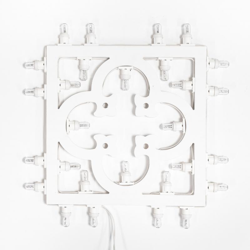 Lampada da Parete in Legno CEMENTINA SALENTINA Grande 52x52 cm LUMINARIA d'arredo pugliese 28 lampadine - Lampadine Bianche del brand Lupia, categoria: Artigianato salentino > Luminarie Salentine > Luminaria, disponibile su Vorreishop.