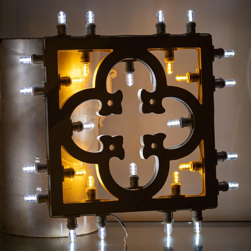 Lampada da Parete in Legno CEMENTINA SALENTINA Grande 52x52 cm LUMINARIA d'arredo pugliese 28 lampadine - Lampadine Bianche del brand Lupia, categoria: Artigianato salentino > Luminarie Salentine > Luminaria.