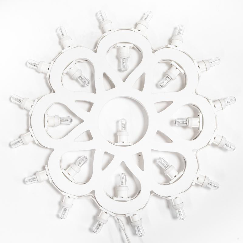 Lampada da Parete in Legno ROSONE con SOLE Grande 52x52 cm LUMINARIA d'arredo pugliese 25 lampadine - Lampadine Bianche del brand Lupia, categoria: Artigianato salentino > Luminarie Salentine > Luminaria, disponibile su Vorreishop.