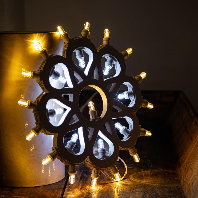 Lampada da Parete in Legno ROSONE con SOLE Grande 52x52 cm LUMINARIA d'arredo pugliese 25 lampadine - Lampadine Bianche del brand Lupia, categoria: Artigianato salentino > Luminarie Salentine > Luminaria.