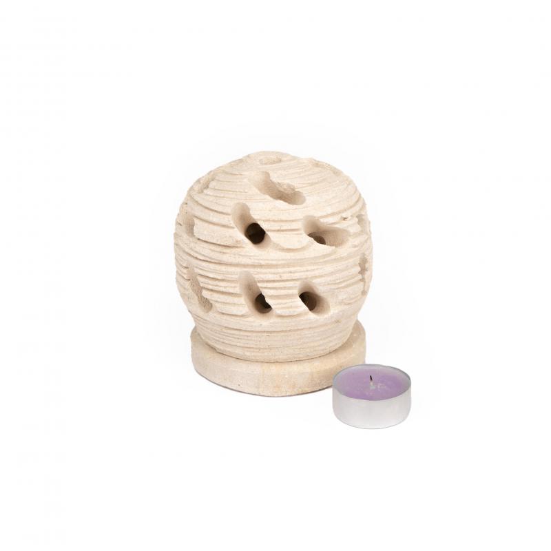 Mangiafumo, Porta Candela Lumino SPAZZOLATO decorazione bomboniera in Pietra Leccese salentina 11 x 9,5 cm del brand Maestro d'arte De Iaco Alfredo, categoria: Artigianato salentino > Pietra leccese e carparo > Oggettistica.